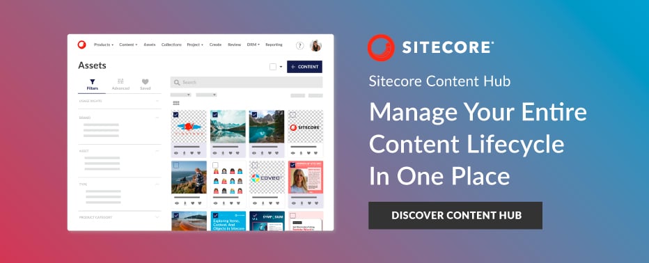 Sitecore Content Hub solutions banner for Fishtank services