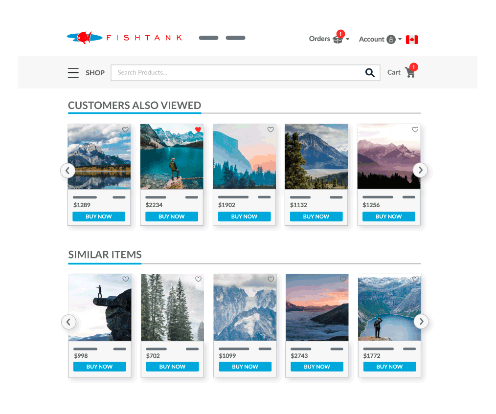 Illustration of a Sitecore Discover ecommerce website