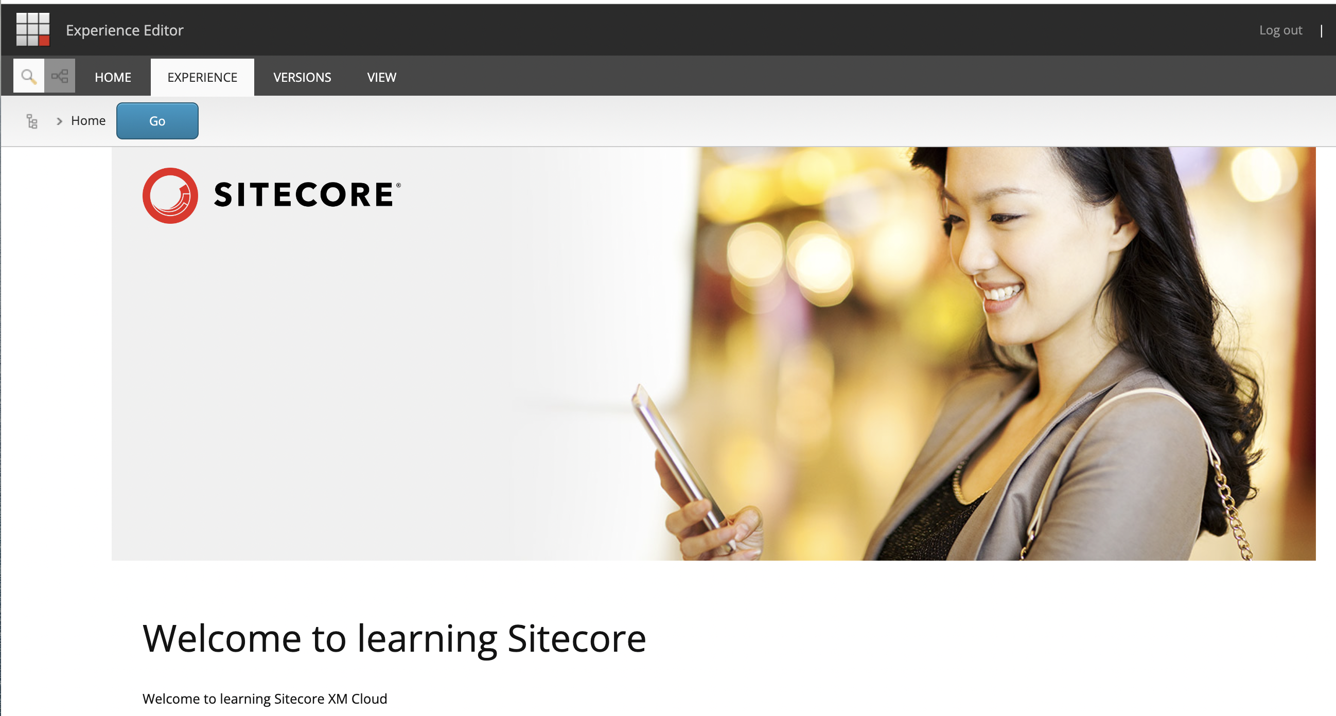 Screenshot from Sitecore accessing a page with content to display the new language