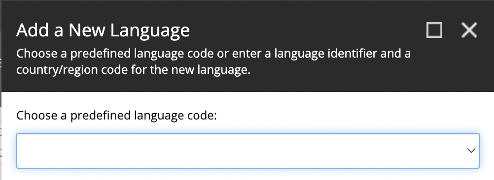 Screenshot from Sitecore of the add a new language dialog box