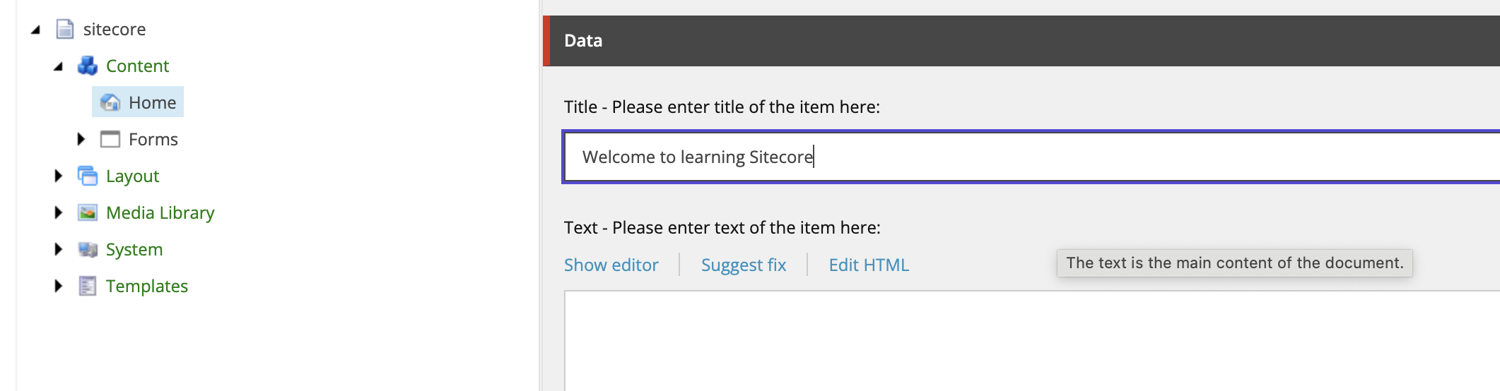 Screenshot from Sitecore depicting the dialog to create new content in your selected language
