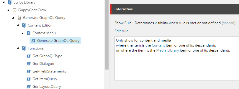 Screenshot of an interface showing a rule setting for content and media visibility.