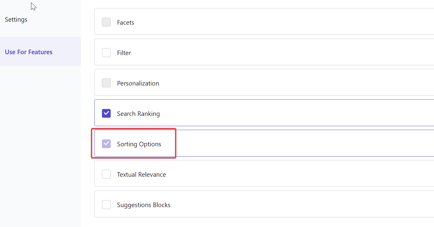 Screenshot of a sorting options section in a content management system settings page.