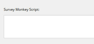 Close-up of a 'Survey Monkey Script' text box in a CMS interface.