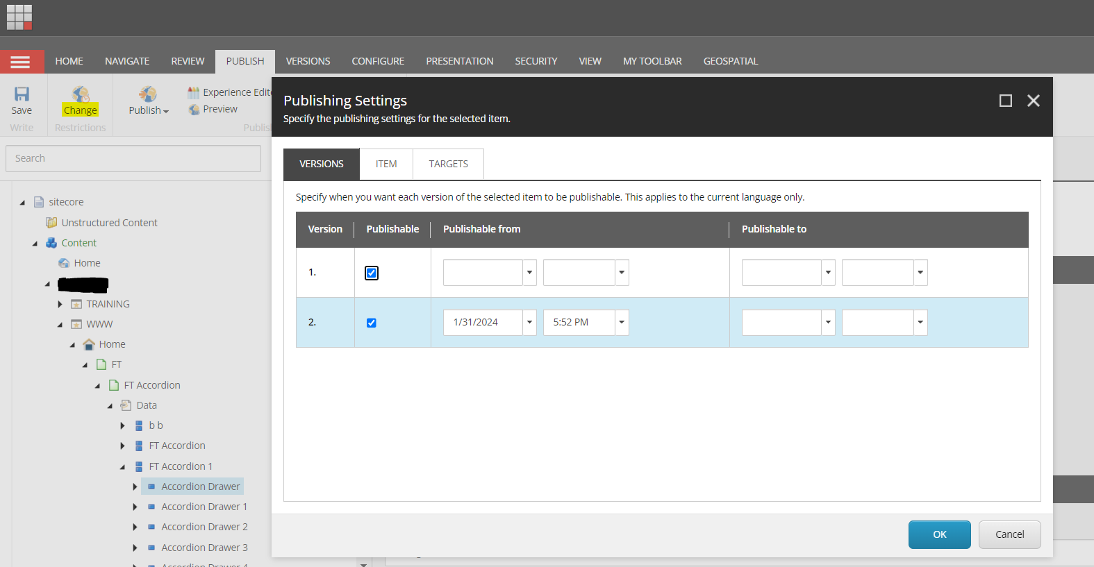 Setting up publishing schedules in Sitecore