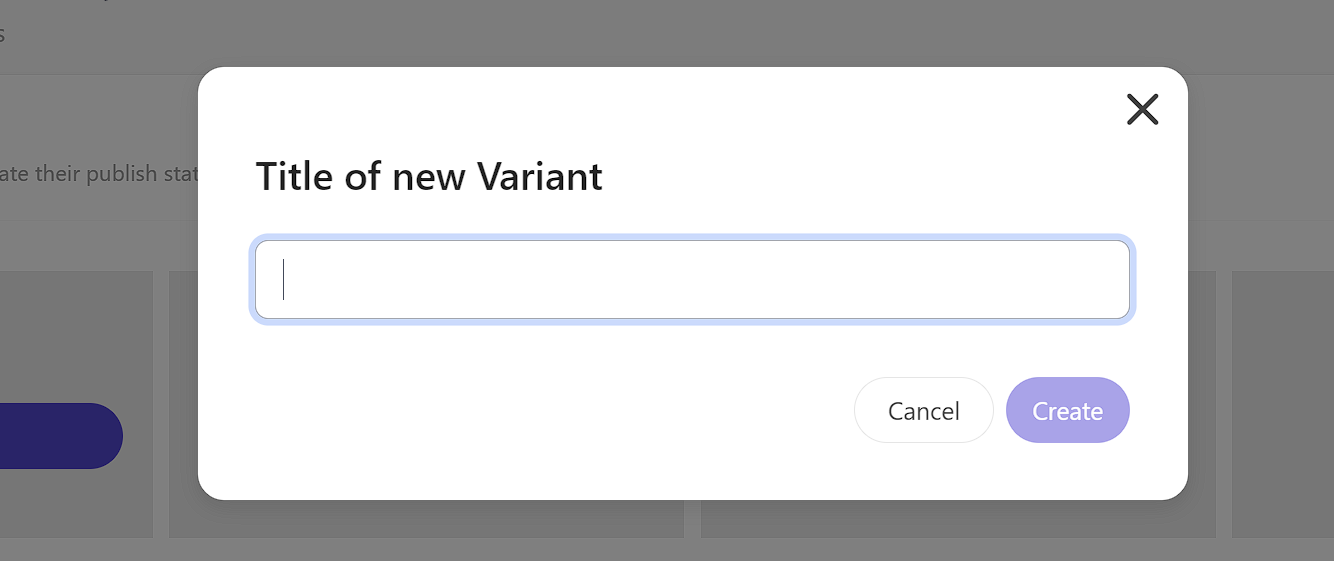  Dialog box to input the title of a new variant for a decision model.