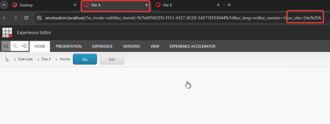 Site A Experience Editor Check in Sitecore XM Cloud