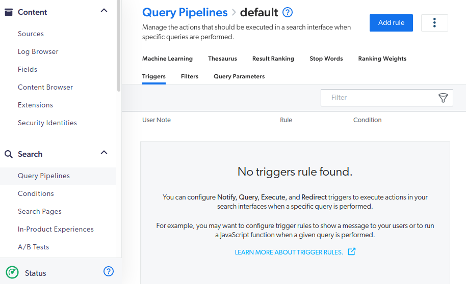 Setting up a trigger in a Coveo query pipeline