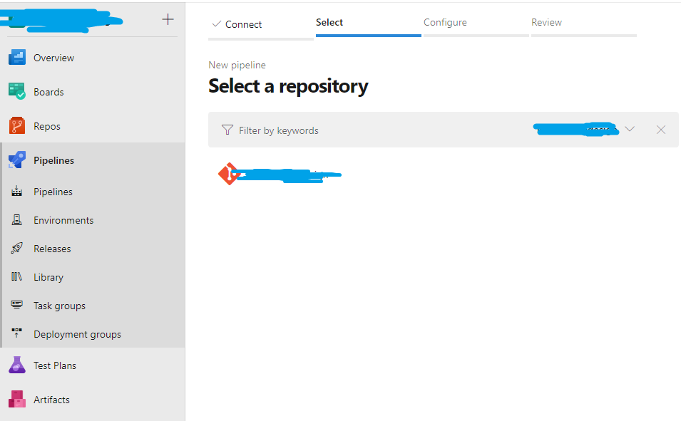 Select the Azure DevOps repo that contains the correct code.