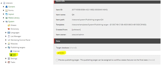 Adding New Publishing Targets in Sitecore Step 3