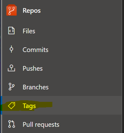 To compare commits click 'Tags' under the Repos menu