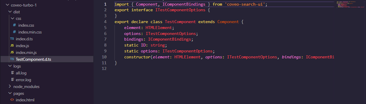 Coveo test component code