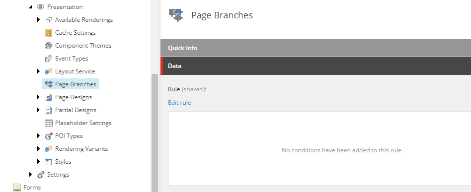 Opening a new page branch folder in Sitecore SXA