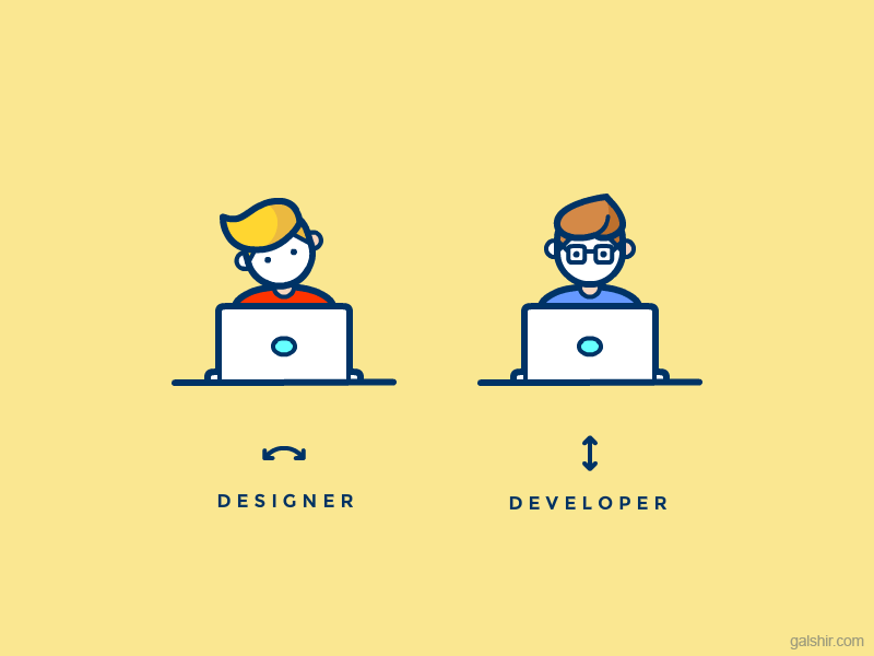 Designers vs Developers on laptops