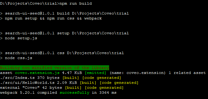 Coveo npm run build screen