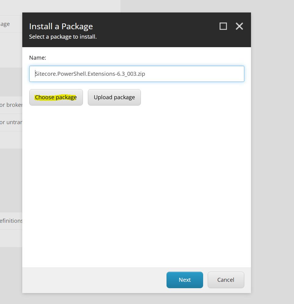Sitecore package install interface