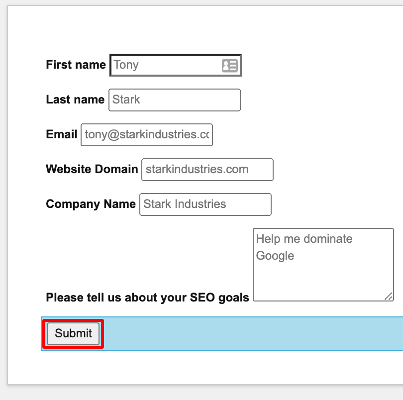 Submit button on a Sitecore form