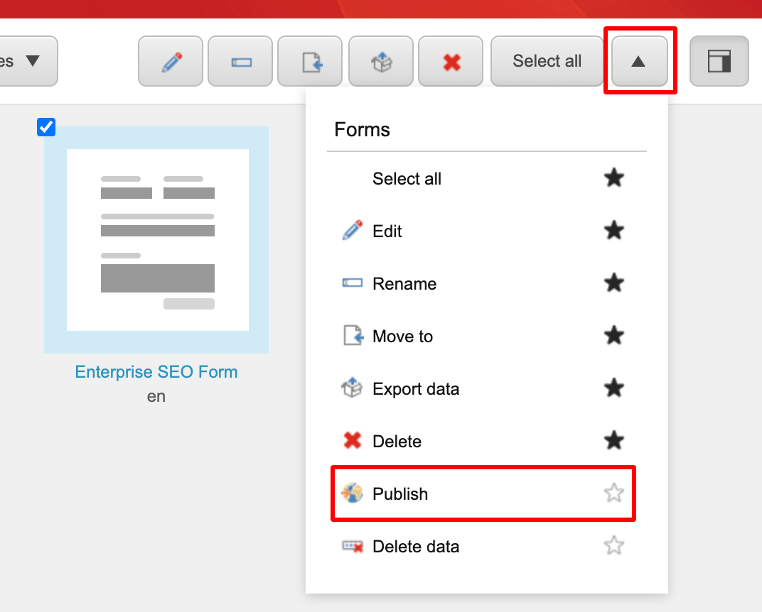 Publishing a form in Sitecore