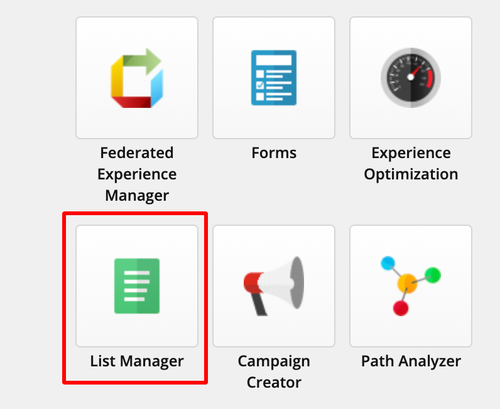 List Manager on the Sitecore launchpad