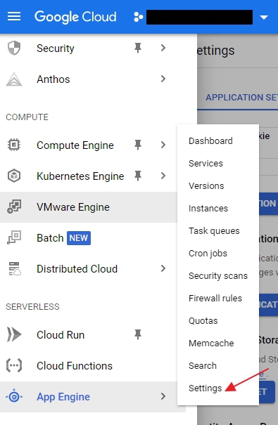 App Engine Settings for Google Cloud Platform set up