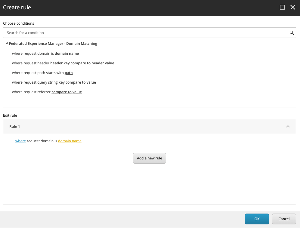 Create a rule for Sitecore's Federated Experience Manager
