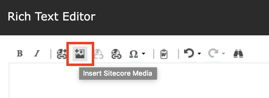 Add a media item to a rich text field in Sitecore via the Editor