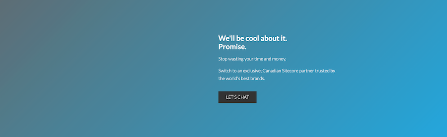 Screenshot of the getfishtank.ca CTA banner with a Let's Chat button