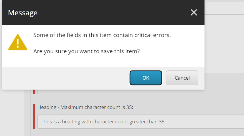 Screenshot of a critical error message in Sitecore