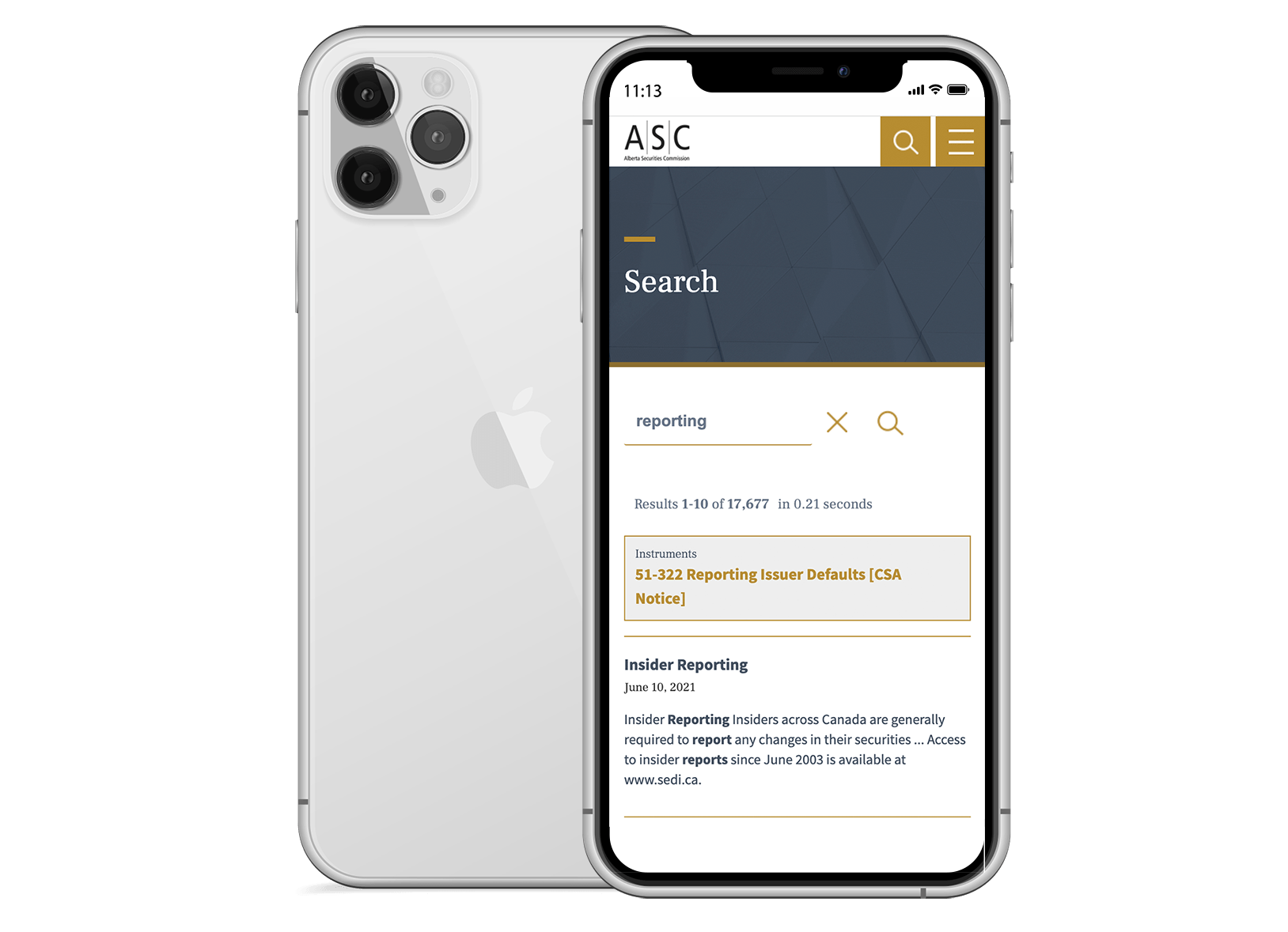 ASC search results on iPhoneX mockup